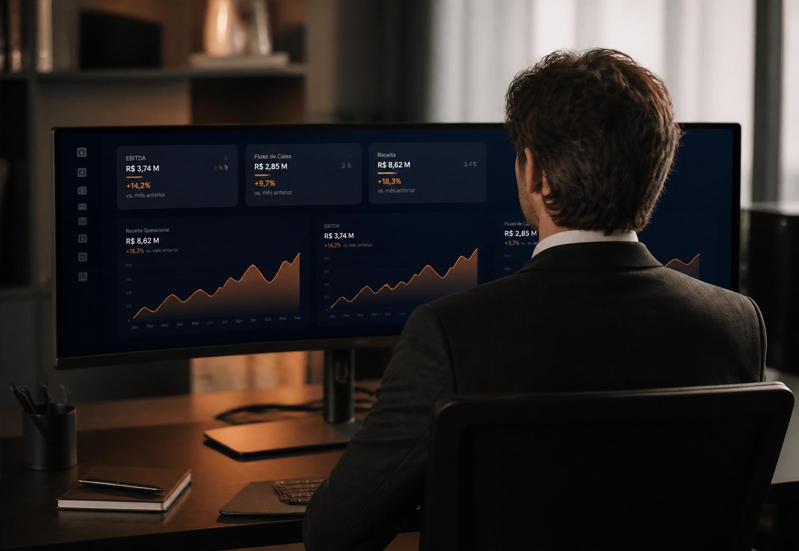 Controller TAG BPO analisando dashboards financeiros